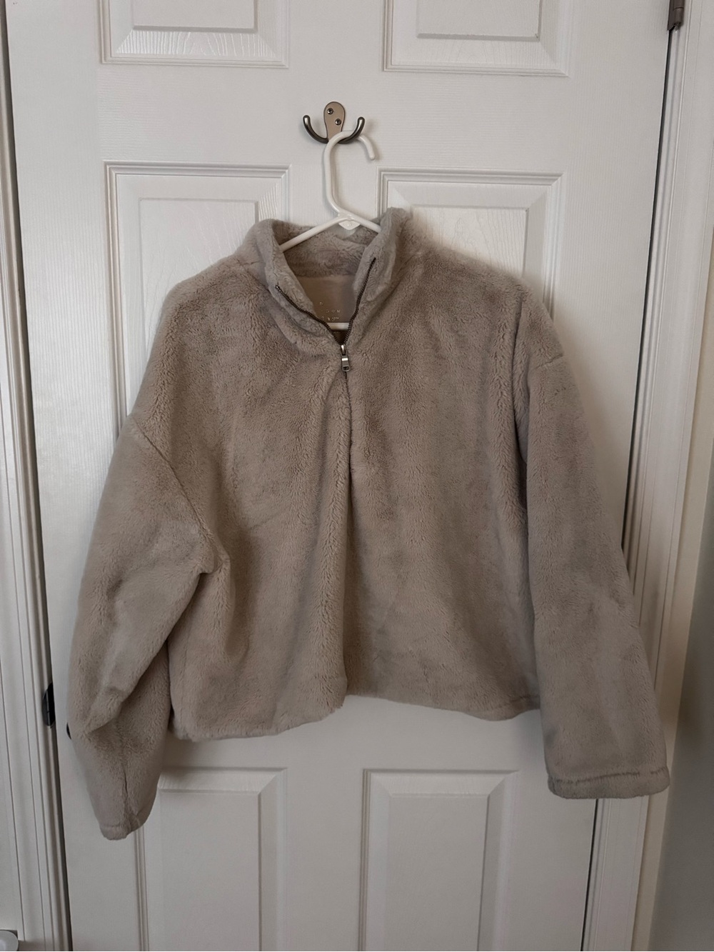 a new day - Women’s Beige Plush Half-Zip Jacket - M